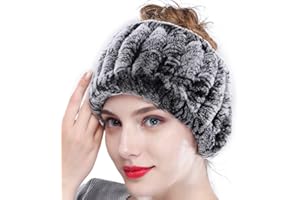 Lupidyyxun Real Rabbit Fur Headband Scarf for Women Knitted Womens Fur Neck Warmer Fur Hat