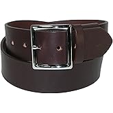 Boston Leather Men's Leather Garrison Belt with Hidden Elastic Stretch, 40, Brown