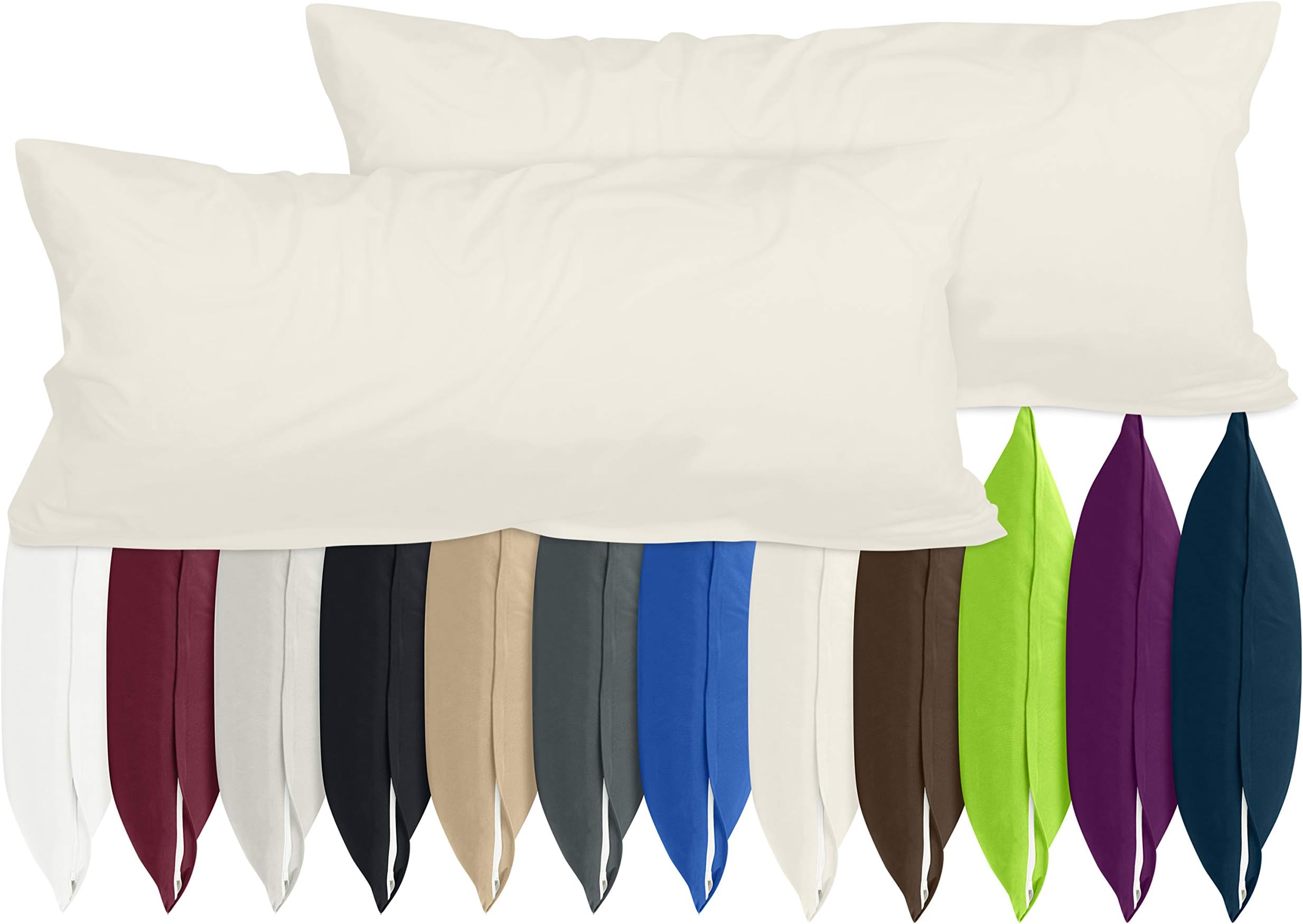 Twin Pack of Sanforisiertem Cotton Jersey for a bargain price – In 6 Colours And 3 Sizes, cream, 40 x 80 cm