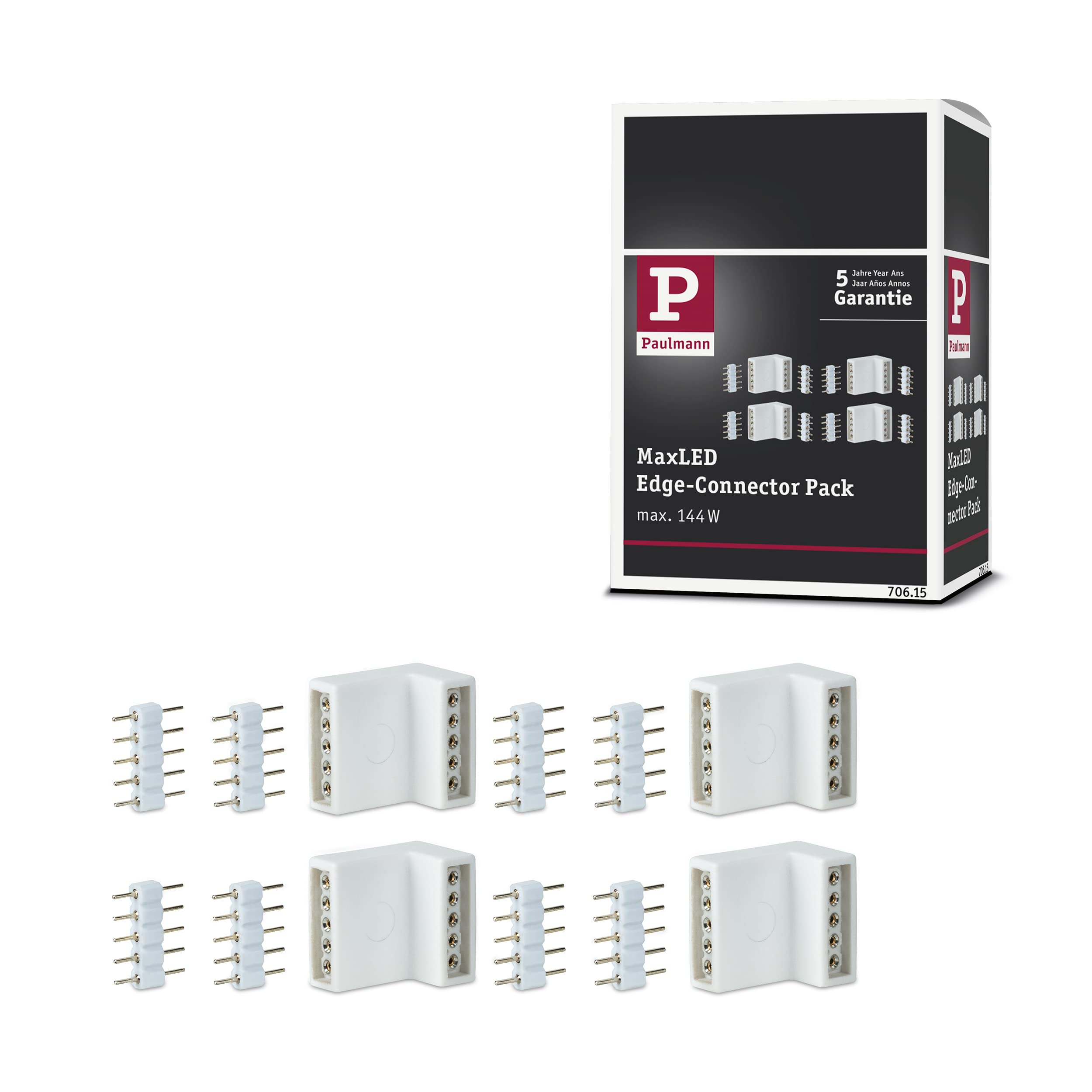 Paulmann 70615 MaxLED Corner Connector for LED Strip White Strip Accessory 4-Pack incl. 8 Plug connectors for Inside and Outside Corners