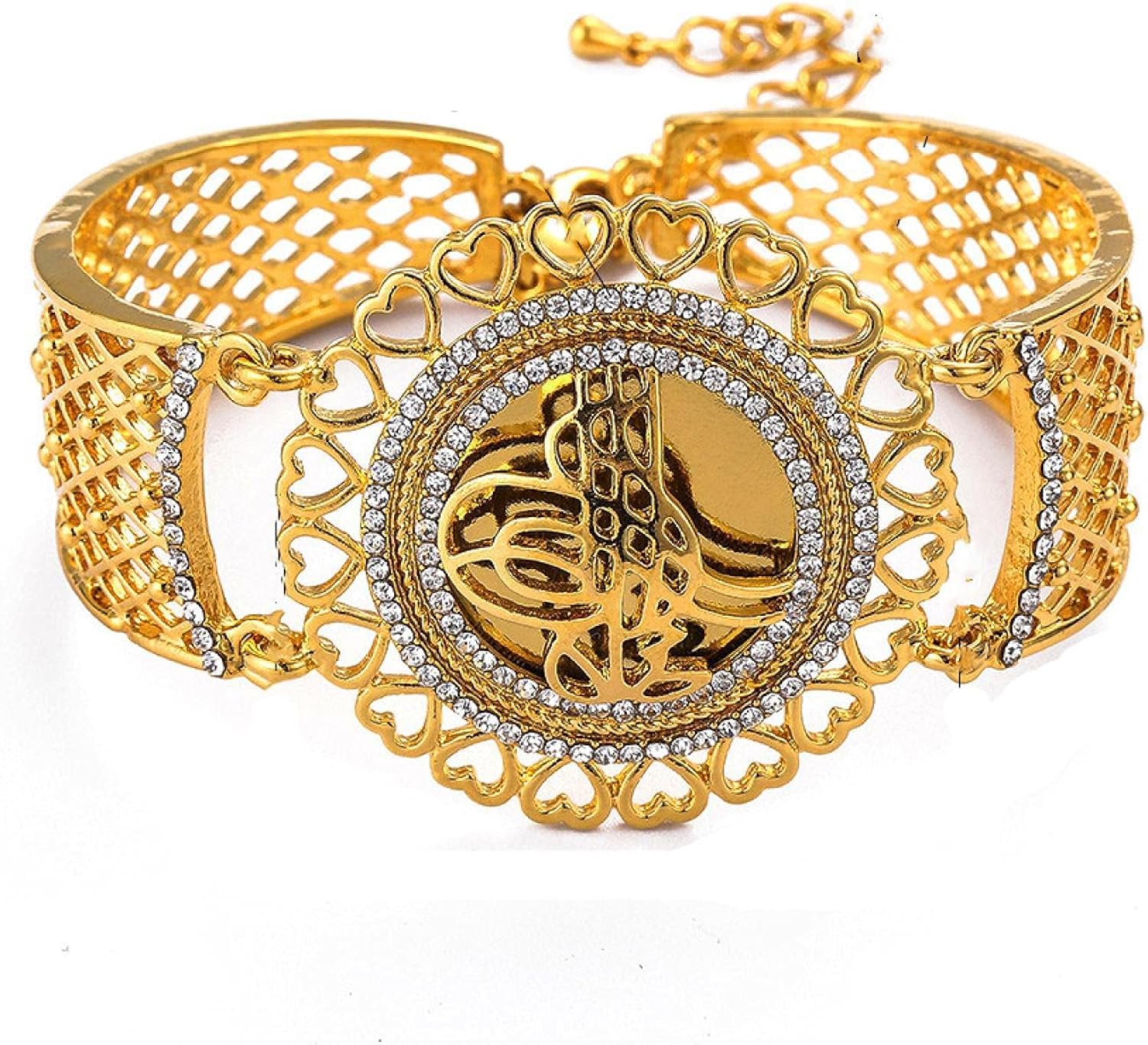 Arab Allah Allah Armband Vintage Gold Farbe Blume Breite Manschette