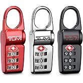 TUMI - TSA Lock Box - Combination Lock for Luggage &amp; Backpack - TSA-Approved Locks - Travel Security Accessories - Set of 3 - Black/Silver/Red