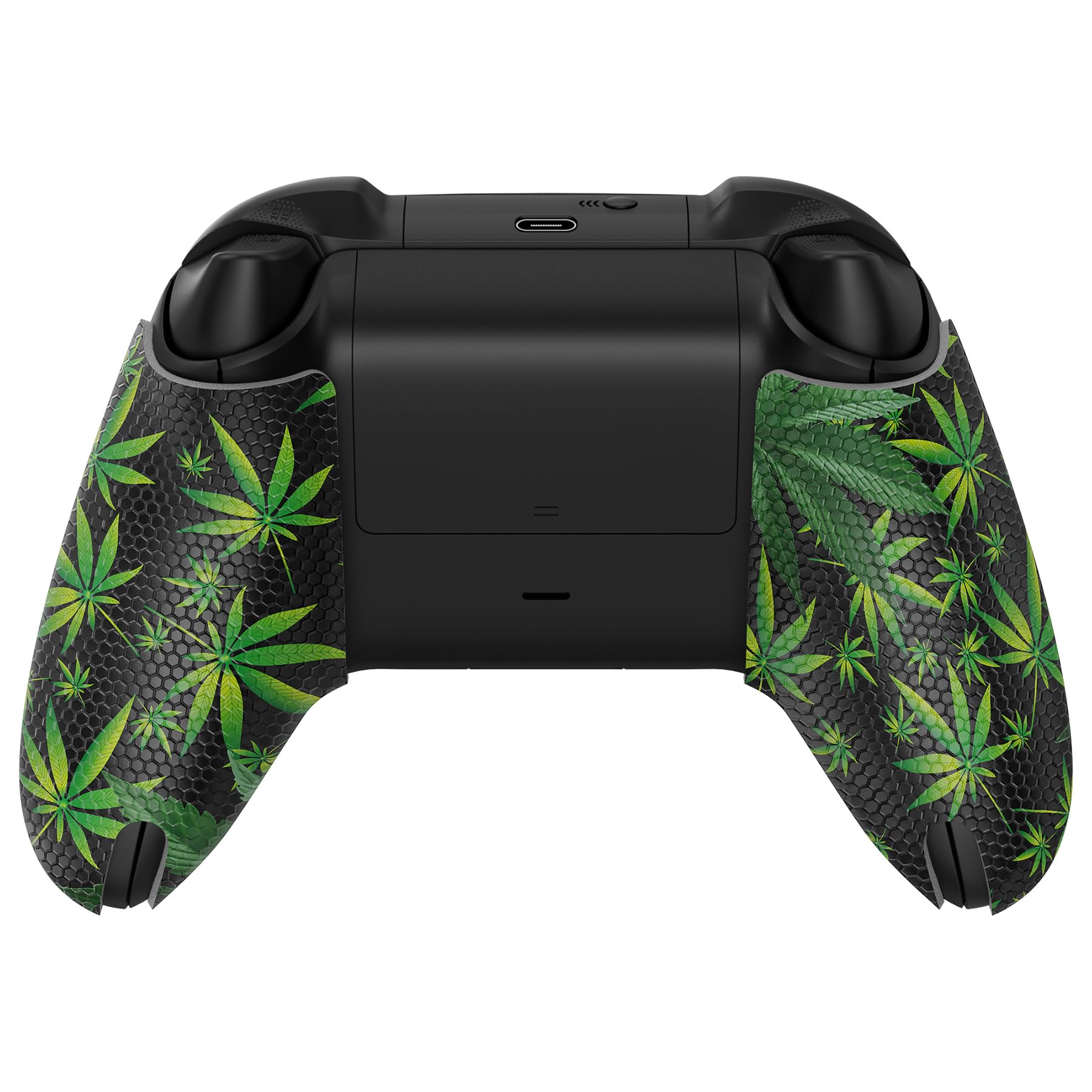 eXtremeRate PlayVital Anti-Slip Sweat-Absorbent Controller Grip for Xbox Core Wireless Controller, Professional Textured Soft Rubber Pads Handle Grips for Xbox Series X/S Controller - Green Weeds