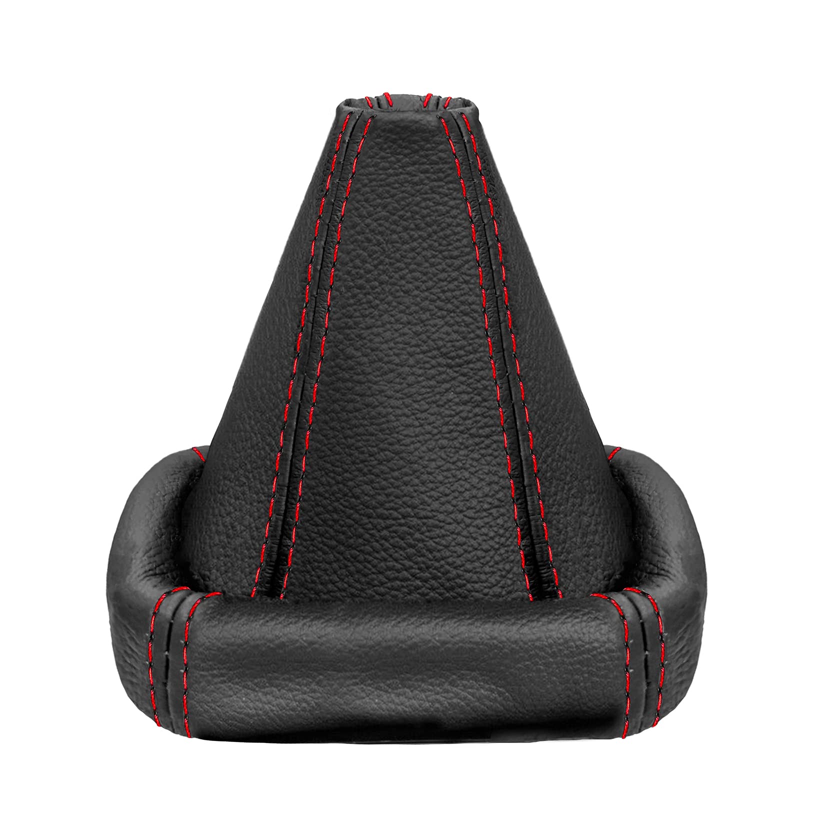 L & P Car Design L&P A0026 Gaiter Shift Boot Gear Knob Cover Cuff Genuine Leather Black Stitching Thread Red Compatible with VW Golf 2 3 Passat 35i Polo 6N Vento for Manual Transmission