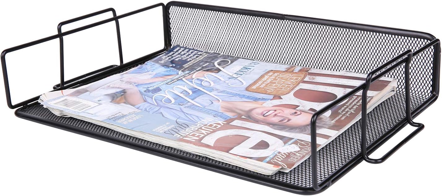 Exerz Letter Trays 2pcs Stackable Paper Sorter/Desk File Tray/Desk Organiser - Metal Rack - Office, School, Home - Black - Image 5