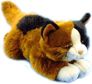 Chat Noir Blanc Et Brun Peluche 38cm Rb23 Black White