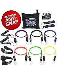 Bodylastics Stackable 12pcs, 14pcs, 19pcs and 31pcs Max Tension Resistance Bands Sets Include 5, 6, 7 or 12 of Our Anti-Snap Exercise Bands, Heavy Duty Components, a Bag and User Manual.