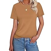GKBK Womens Short Sleeve Cotton Shirts Crewneck Summer Tops Casual Cute Basic Tee Tshirt Spring Clothes Outfits Trendy