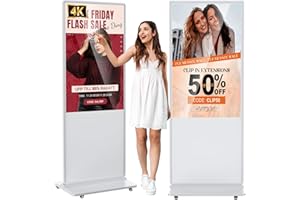 YCKJNB 55 inch Indoor Digital Signage 4K Touchscreen IPS Floor Standing Digital Kiosks Interactive Displays with WiFi HDMI/USB Input Auto AD Player, Android OS White