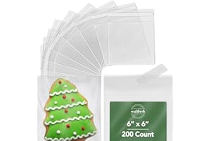 Seal Fresh 6" x 6" Clear Reusable Polypropylene (PP) Cellophane Bags – 200 Count – Fold Top Closure – Premium Quality – Ideal