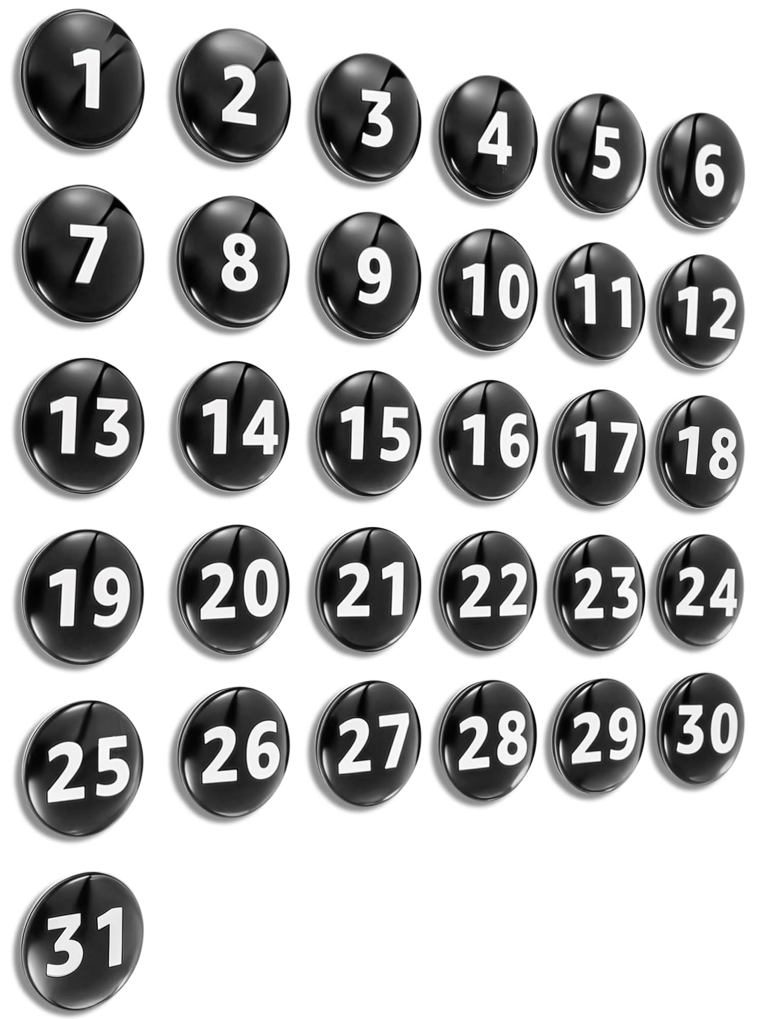 Photo 1 of 1-31 Magnetic Numbers Colored Glass Calendar Magnets for Whiteboard Dry Erase Board Fridge Schedule Refrigerator(Black,1.38",Digital)