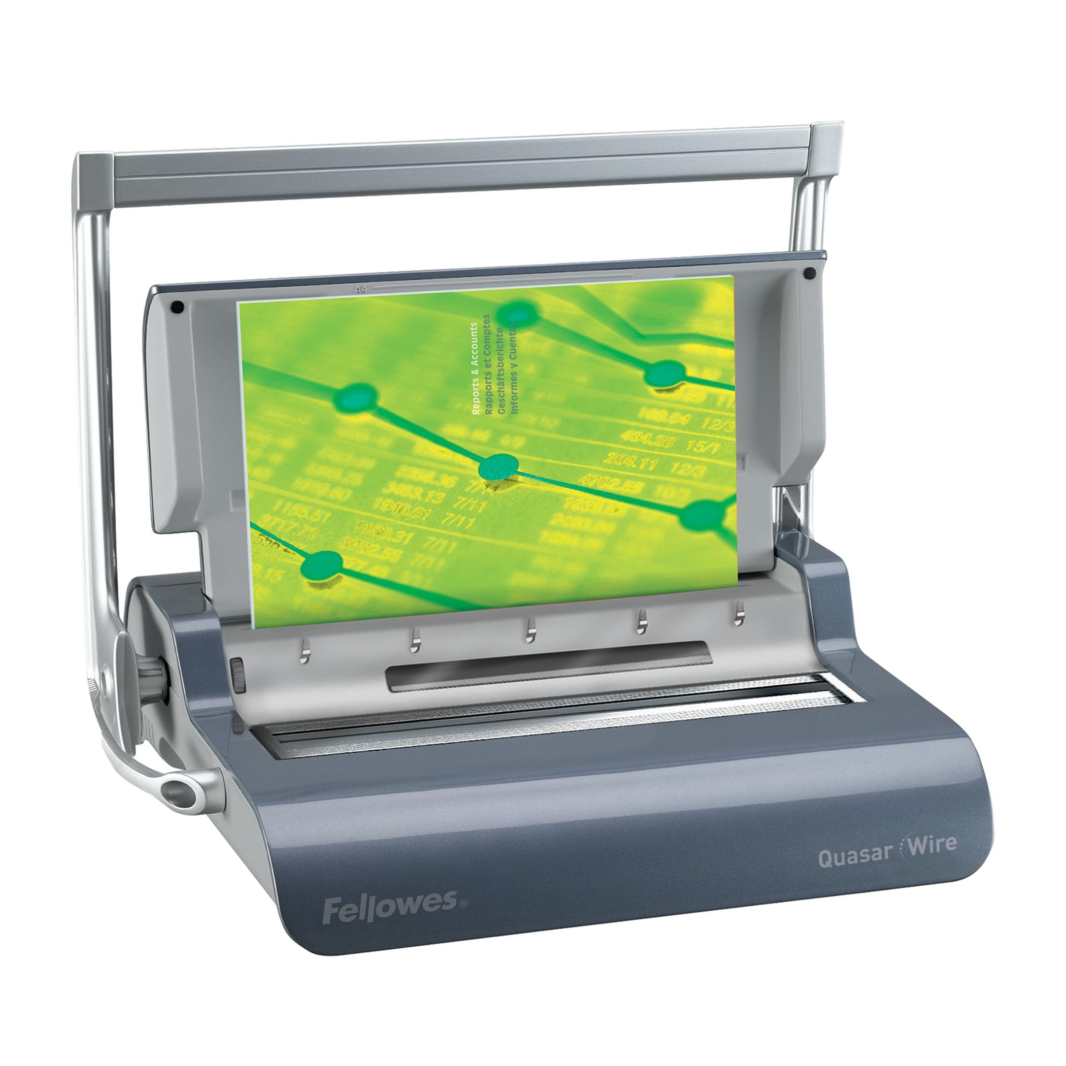 Binding Machine for Office - Fellowes Quasar 15 Sheet Punching Capacity, 130 Sheet Manual Wire Binder Machine with Starter Kit 20 Comb Bindings - Ideal for Office Use - Silver