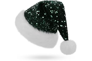 GORSBARK Santa Hat, Christmas Hat, Sequin Santa Hat for Adult, Santa Claus Hat, Sequin Santa Hat Adult for Party