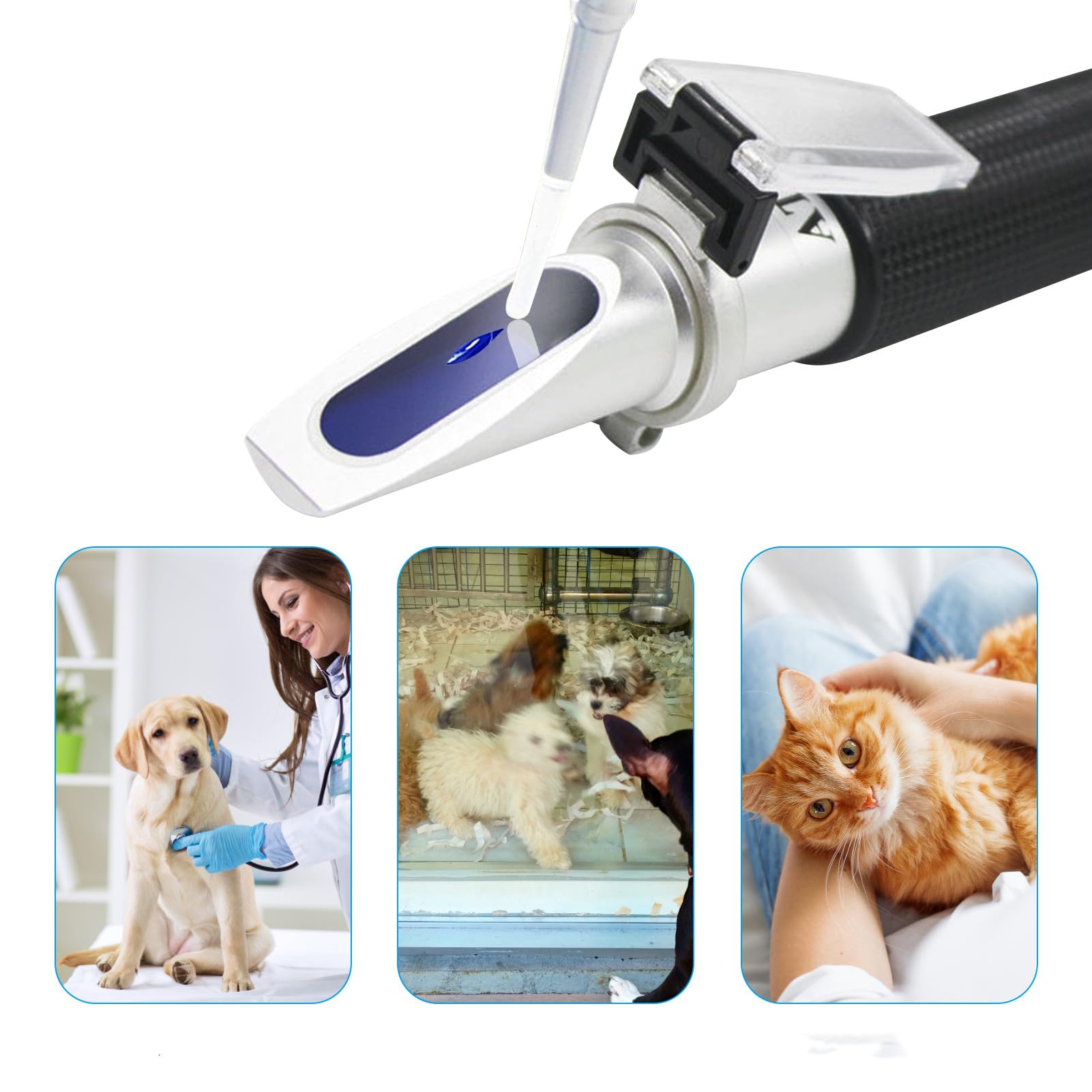 Jadeshay Refractometer,Pet Dog Cat Urine Hydrometer Refractometer Tester Meter,Serum Protein Concentration Refractometer: 2~14g/dl,Portable Hand Held Dual Scale Refractometer