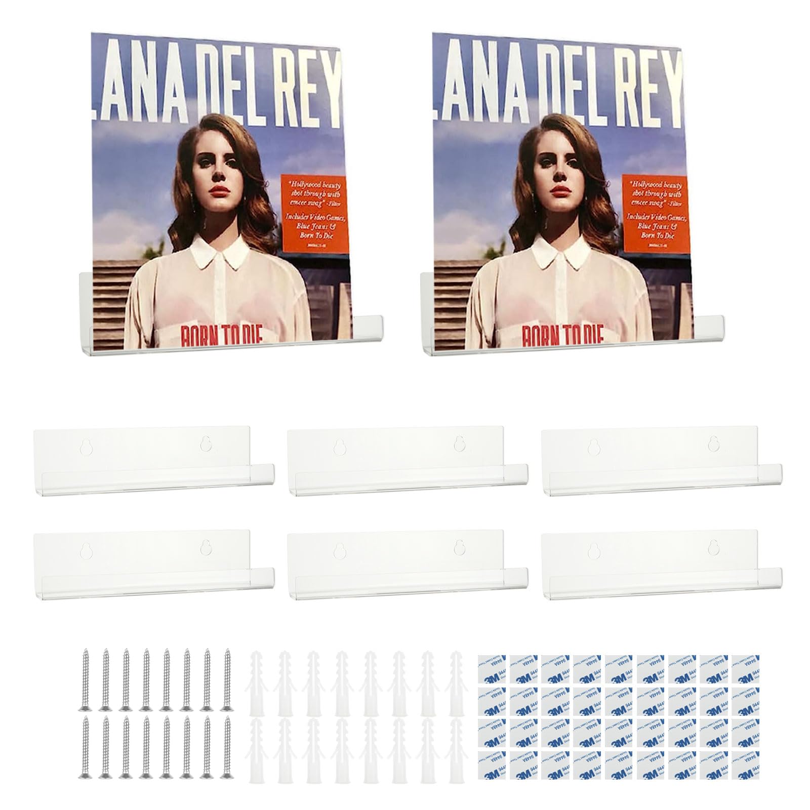 APACALI 8PCS 12 Inch Vinyl Shelf, Vinyl Wall Mount, Clear Vinyl Shelves, Acrylic Record Display Holder, Wall Mounted Display Shelf for Vinyl Record, Decoration, 30.5 x 4.3 x 4.3cm
