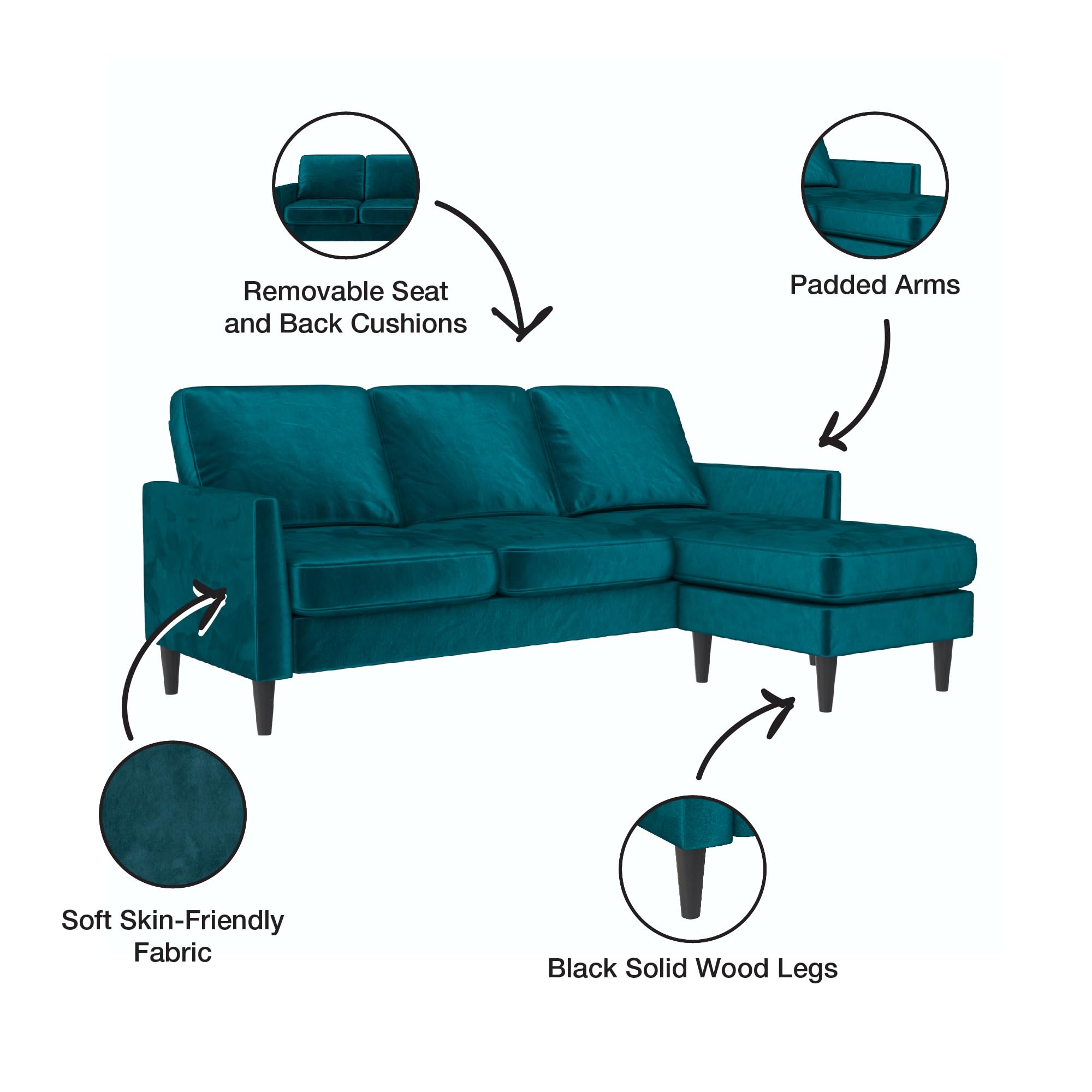 Mr. Kate Winston Reversible Sofa Sectional, Green Velvet 65857267709 eBay