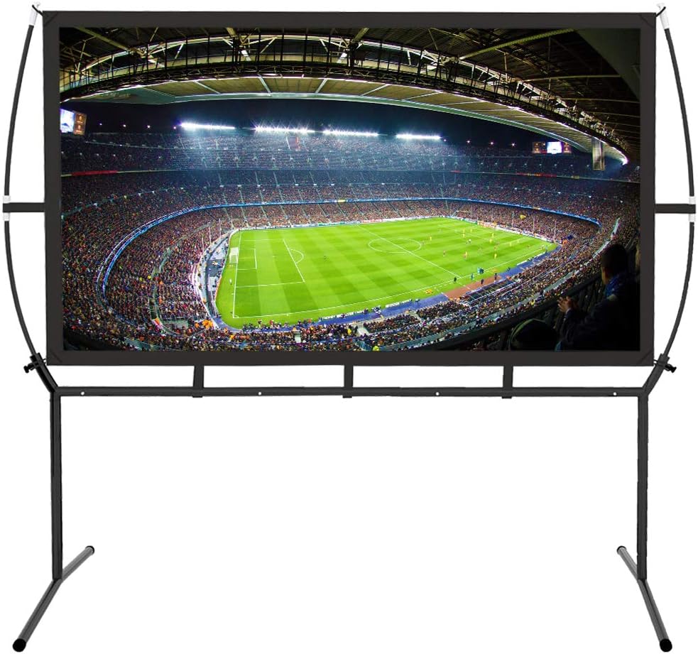 Portable Projector Screen with Stand, Indoor and Outdoor Movie Screen 100" with Wrinkle-Free Design (Easy to Clean, 160° Viewing Angle and Includes a Carry Bag) (84")