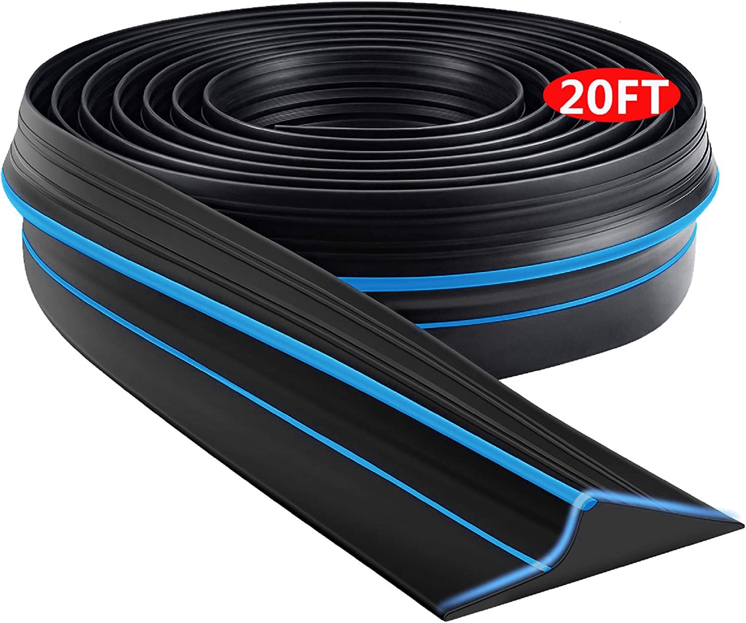 Photo 1 of Jin&Bao Universal Garage Door Threshold Seal Strip, Bottom Weather Stripping Replacement Rubber Waterproof 20 FT Length?Blue?