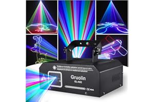 Animation DJ Laser Lights, Gruolin Stage Party Laser Light 3D RGB Full Color with DMX512 and Music Sound, Perfect for Disco Party Club Bar DJ Stage Lighting