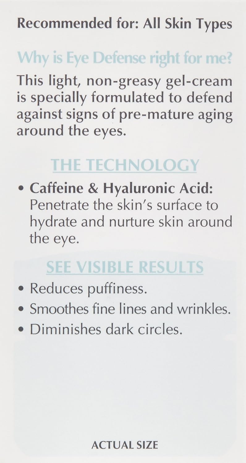 Eye Cream to Reduce Puffiness, Lines and Dark Circles, L'Oreal Paris Skincare Dermo-Expertise Eye Defense Eye Cream with Caffeine and Hyaluronic Acid For All Skin Types, 0.5 oz.: Beauty