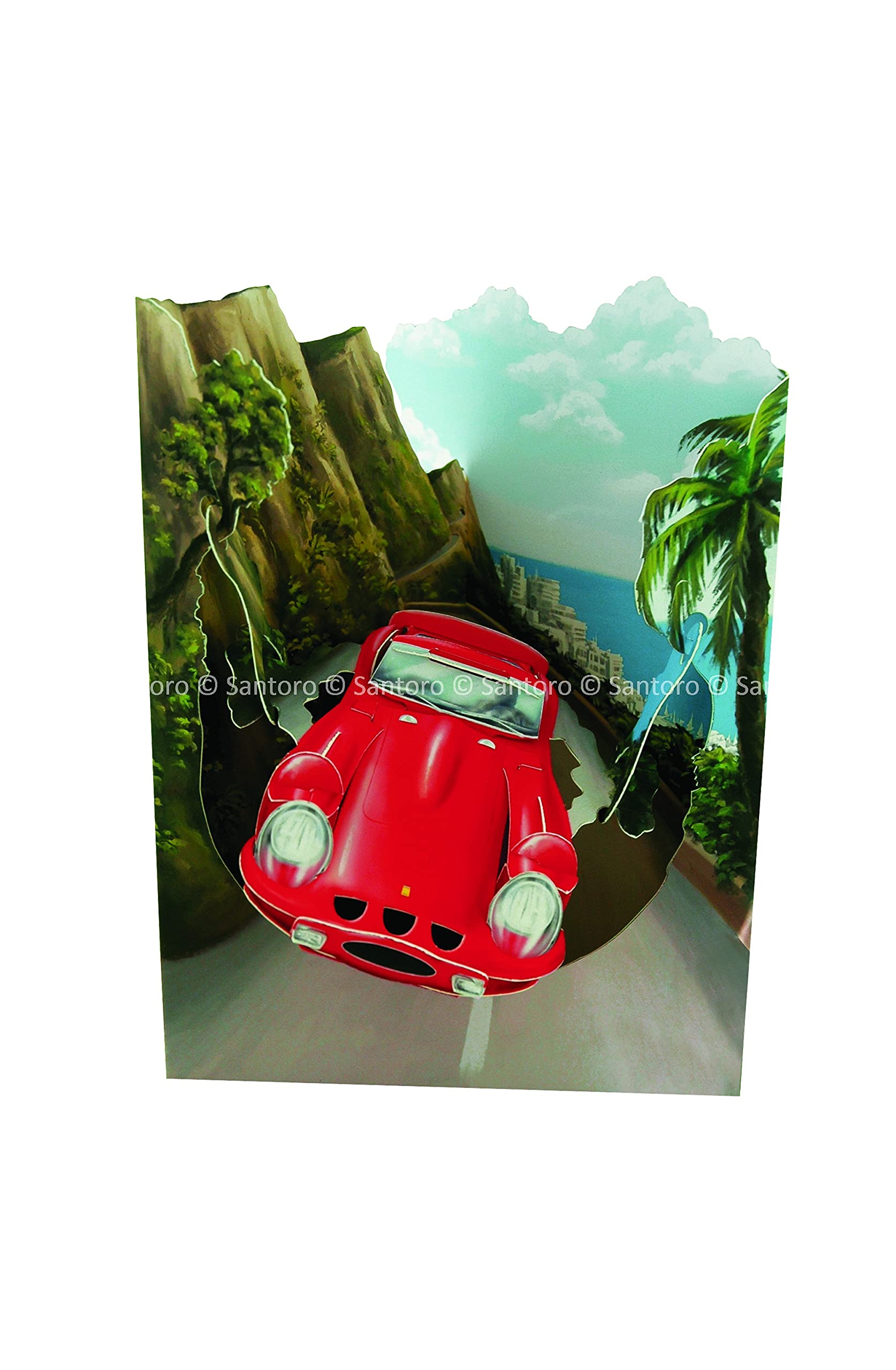 Santoro Swing Card, 3D Pop Up Greeting Card - Sportscar - for Him, for Dad, Fathers Day, Birthday