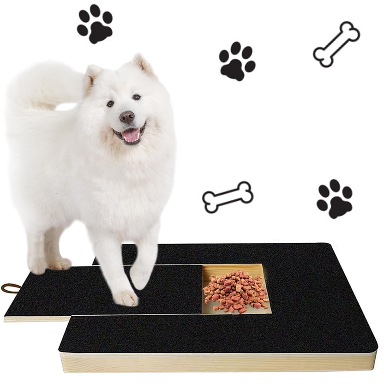 wodehahagou Multifunctional Dog Nail Scraper - Built-in Snack Box That Can Be Removed - Wooden Nail Board for Dog Nail Repair, Pets, Scratching Toy for