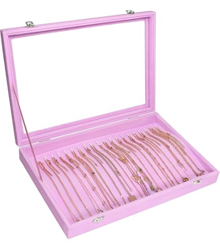 Siveit 100 Slot Ring Display Tray Organizer Box - Pink Jewelry Storage For Collection - View #7