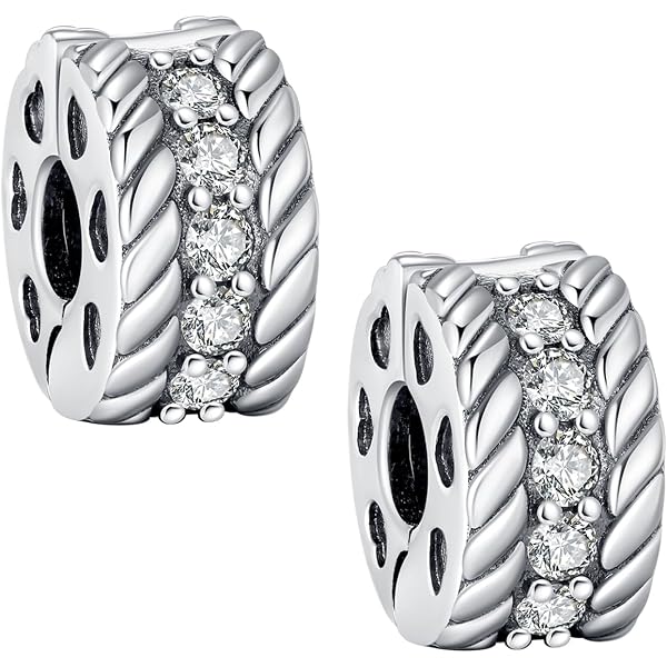 GNOCE Sterling Silver Alphabet Charm Beads With Zirconia - For Snake Chain Bracelets & Necklaces - View #12