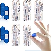 200 Pcs Blue Bandages Food Service Metal Detectable 3" x 1" Waterproof Adhesive Woven Fingertip Flexible Bandages with Non-St