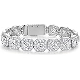 Zoryxia Tennis Bracelet for Women and Men Brass Rhodium Plated 11mm Iced Out Square Cubic Zirconia Link Pulseras Para Mujer