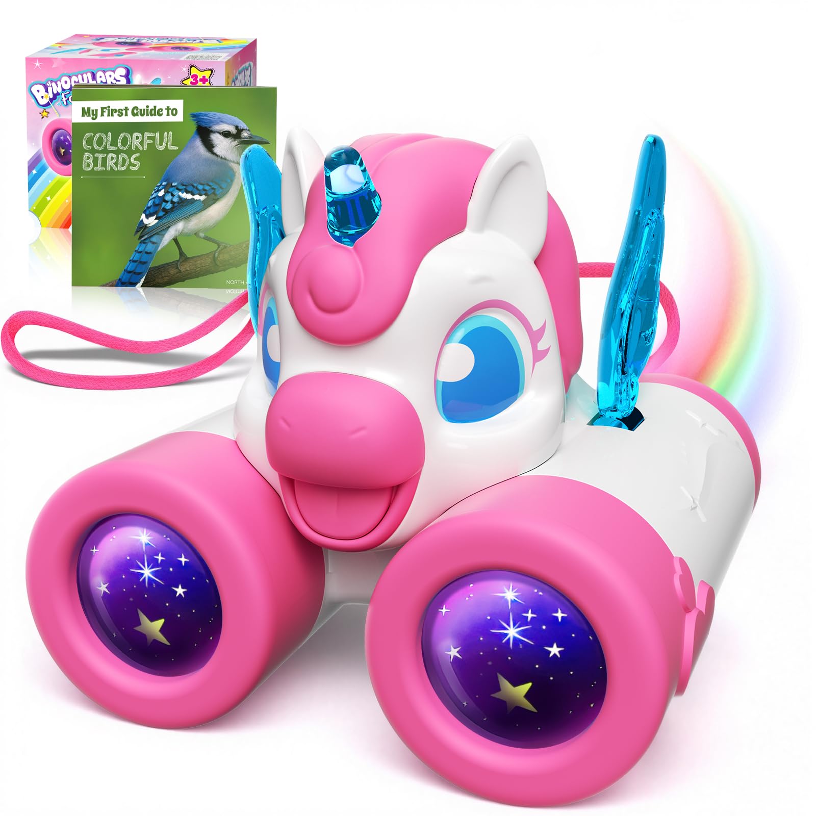 Unicorn Toys for Girls Age 3-12,Cute Heart & Wings Design Kids Binoculars with Bird Watching Manual,Toddler Toys,Kids Stocking Stuffers,3 4 5 6 7 8 9 10 11 12 Year Old Girl Christmas Birthday Gifts