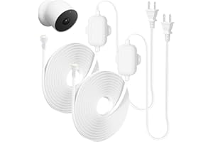 WOCHEL 2Pack 30ft/9.1m Power Cord for Google Nest Cam Outdoor or Indoor, Battery - 2nd, Weatherproof 5V 2A Flat Charging Cable Power Connector for Nest Cam Continuously with One-Piece Molding Adapter