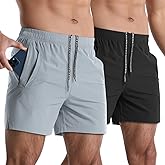Lempue 2 Pack Mens Athletic Shorts 5 Inch Quick Dry Gym Workout Shorts Men Lightweight Sports Running Shorts with Pockets