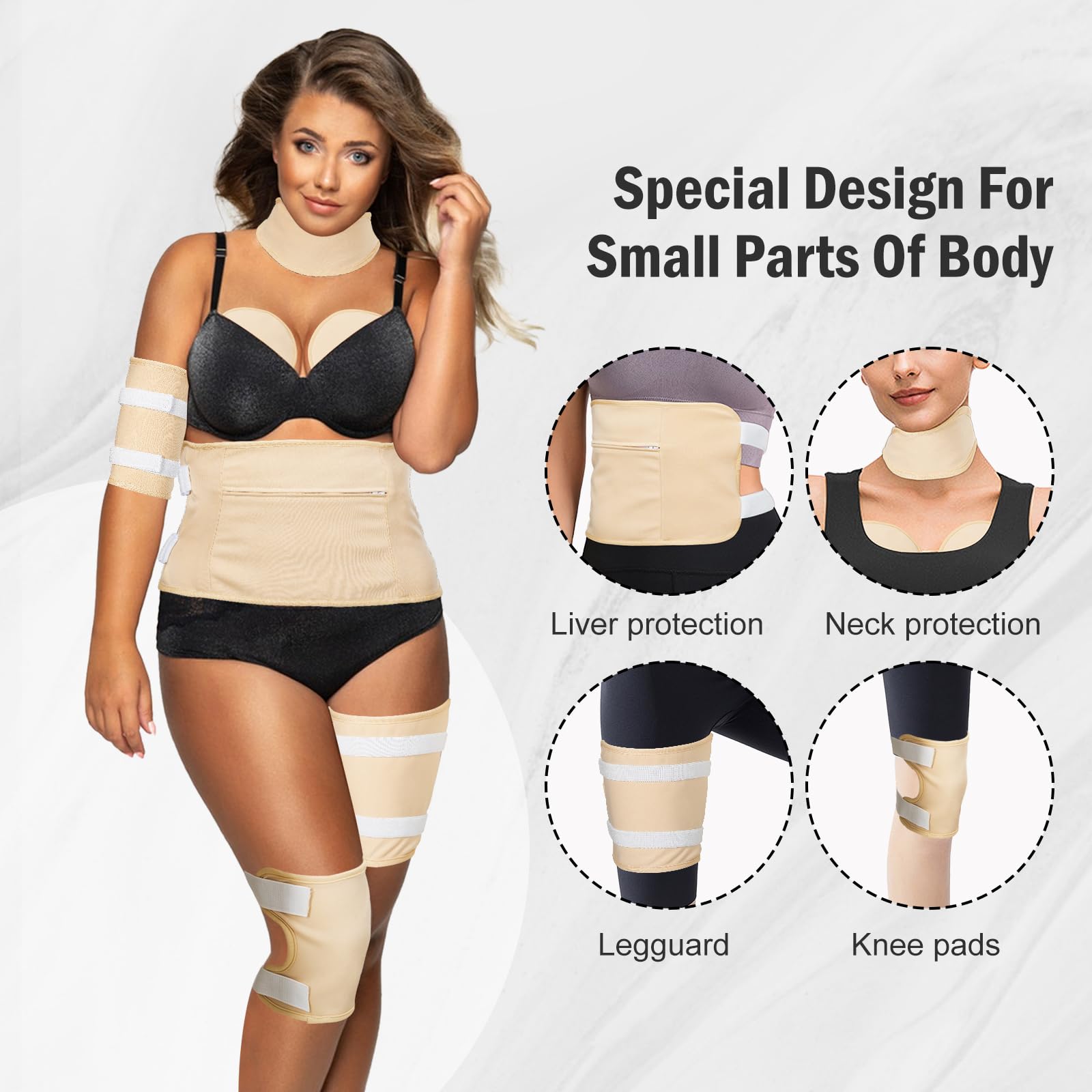 8PCS Castor Oil Packs Wrap Organic cotton- Castor Oil Packs for Abdomen-Breast-Neck-knee-Feet-Arm, Reusable Adjustable Elastic Strap Compress Packs for Entire Body