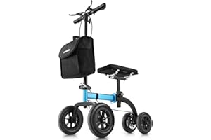 StrollAid Knee Scooter, All Terrain Knee Walker with Disc Brake, 300lbs Foldable Knee Scooter Walker with Bag Crutches Altern