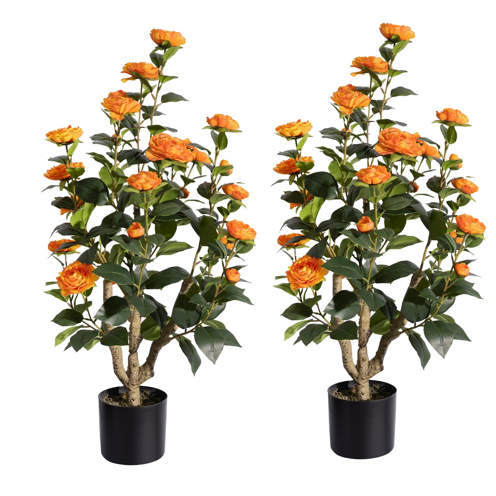 Romantic Season 2FT Pink Artificial Camellia Tree (2 Pack) | Faux Potted Plant For Home, Office, Living Room Decor - View #7