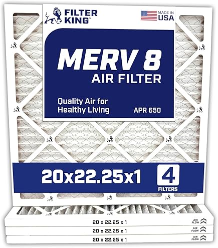 Filter King 20x22.25x1 Air Filter | 4-PACK | MERV 8 HVAC Pleated A