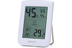 MOOFAN Digital Thermometer Indoor Hygrometer Configure a Precise Temperature and Humidity Monitor with 5-Second Quick Refresh - Quick Feedback and Reminders on Changes in Temperature and Humidity (White)