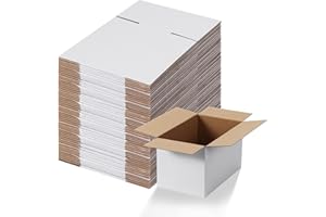 Calenzana 10x6x6 Shipping Boxes Set of 40, White Corrugated Cardboard Box for Mailing Packing Gifts Small Business