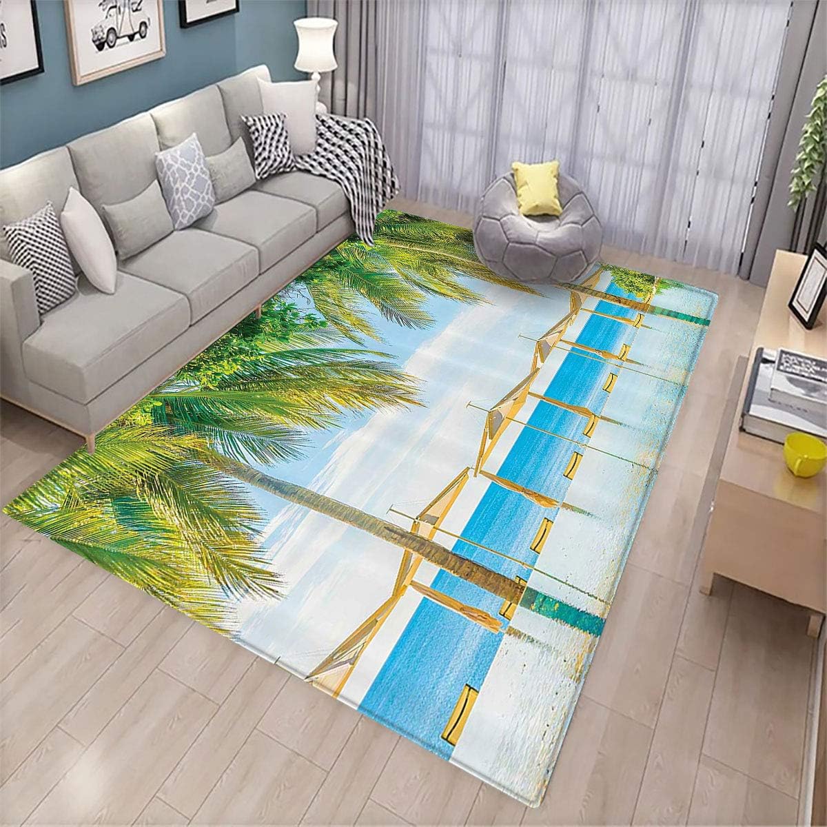 House Decor Decorative Floor mat Tropical Beach with The