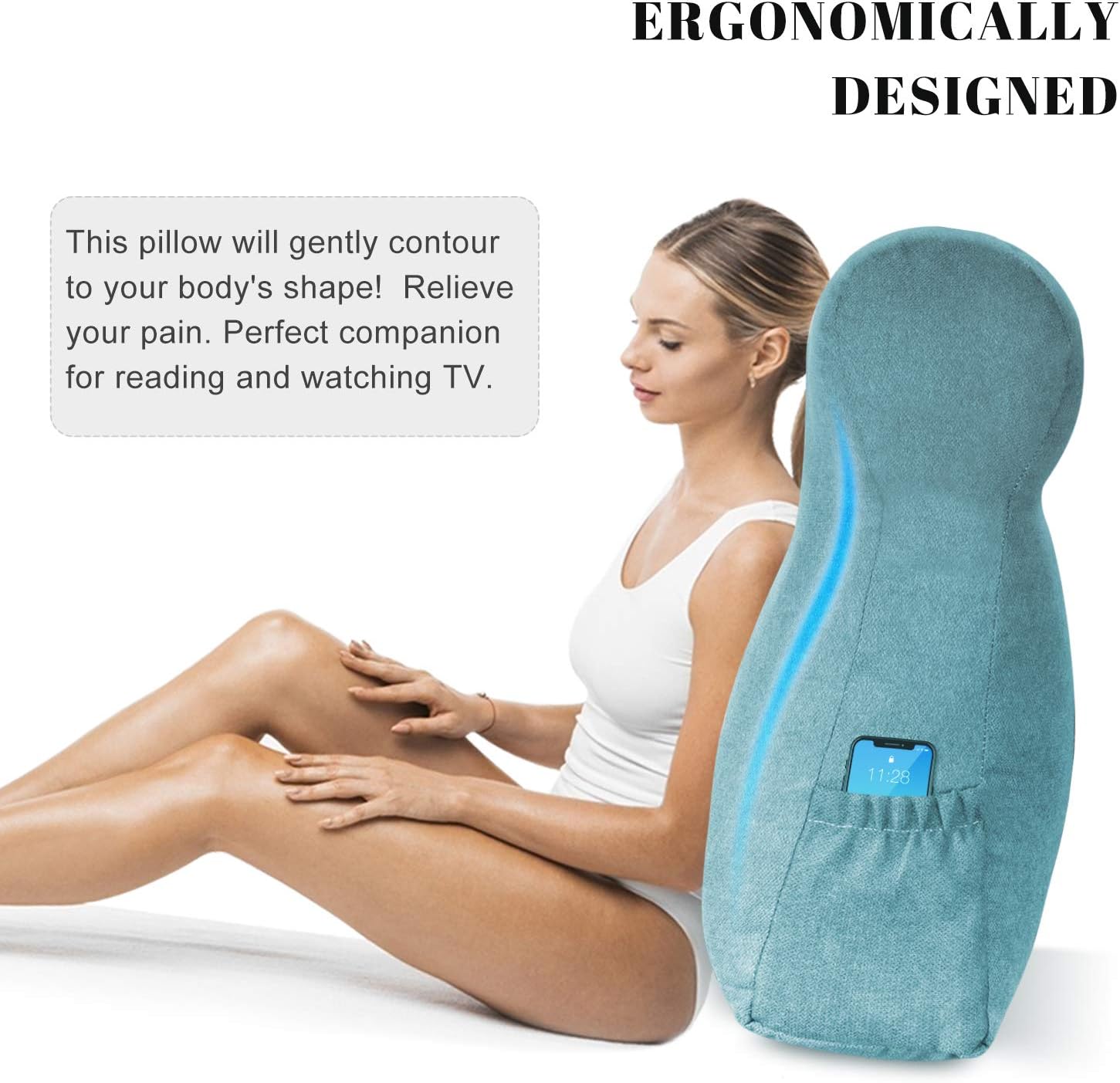 Vekkia Large Triangular Bed Rest Positioning Support Pillow for Reading in Bed, Perfect Bolster Lumbar Cushion for Day Bed & Bunk Bed, Wedge Headboard Pillow with Removable Cover Blue （Twin）: Home & Kitchen