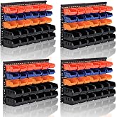 MULSAME Wall Mounted Storage Bins Parts Rack 4 Colors Bin Organizer Garage Plastic Shop Tool, Garage Organizers and Storage (Style-Classic) 50.4"*32.4"