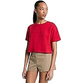 Michael Kors Womens Mk Embossed Logo Oversized Cropped T-Shirt