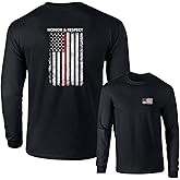 Honor Respect U.S. Flag Red Line Firefighter Long Sleeve T-Shirt