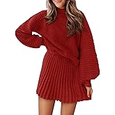 COCCKO Womens 2 Piece Skirt Sets Fall Fashion 2025 Mock Neck Ribbed Knit Sweaters And Mini Skirt Two Piece Outfits
