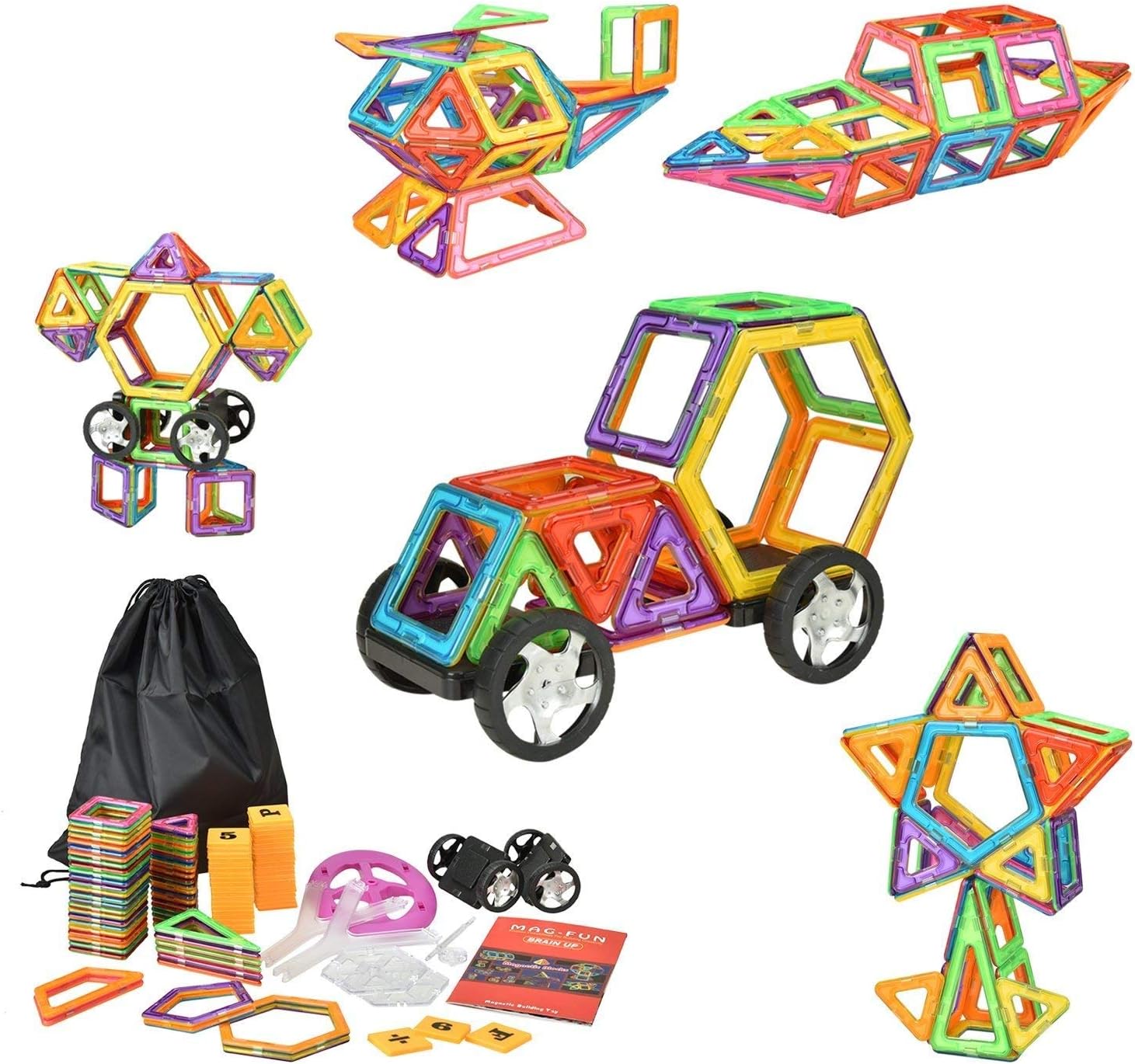 Educational Magnetic Sticks Building Blocks Toys, Magnetic Tiles Construction Blocks 3D Educational Toy Set for Kids - Magenesis®
