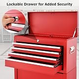 TANGZON Lockable Rolling Tool Cabinet with Middle Compartment Red view 3
