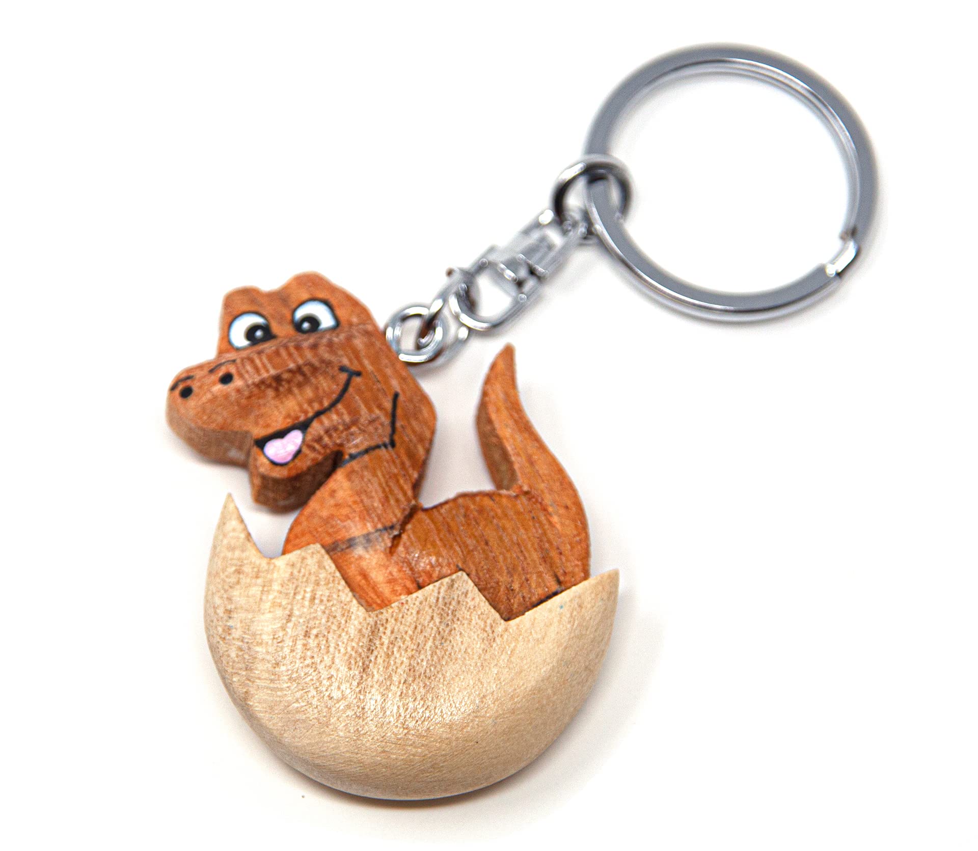 Cornelißen Dinosaur in Egg Keyring Wood and Metal Dino Prehistoric Animal