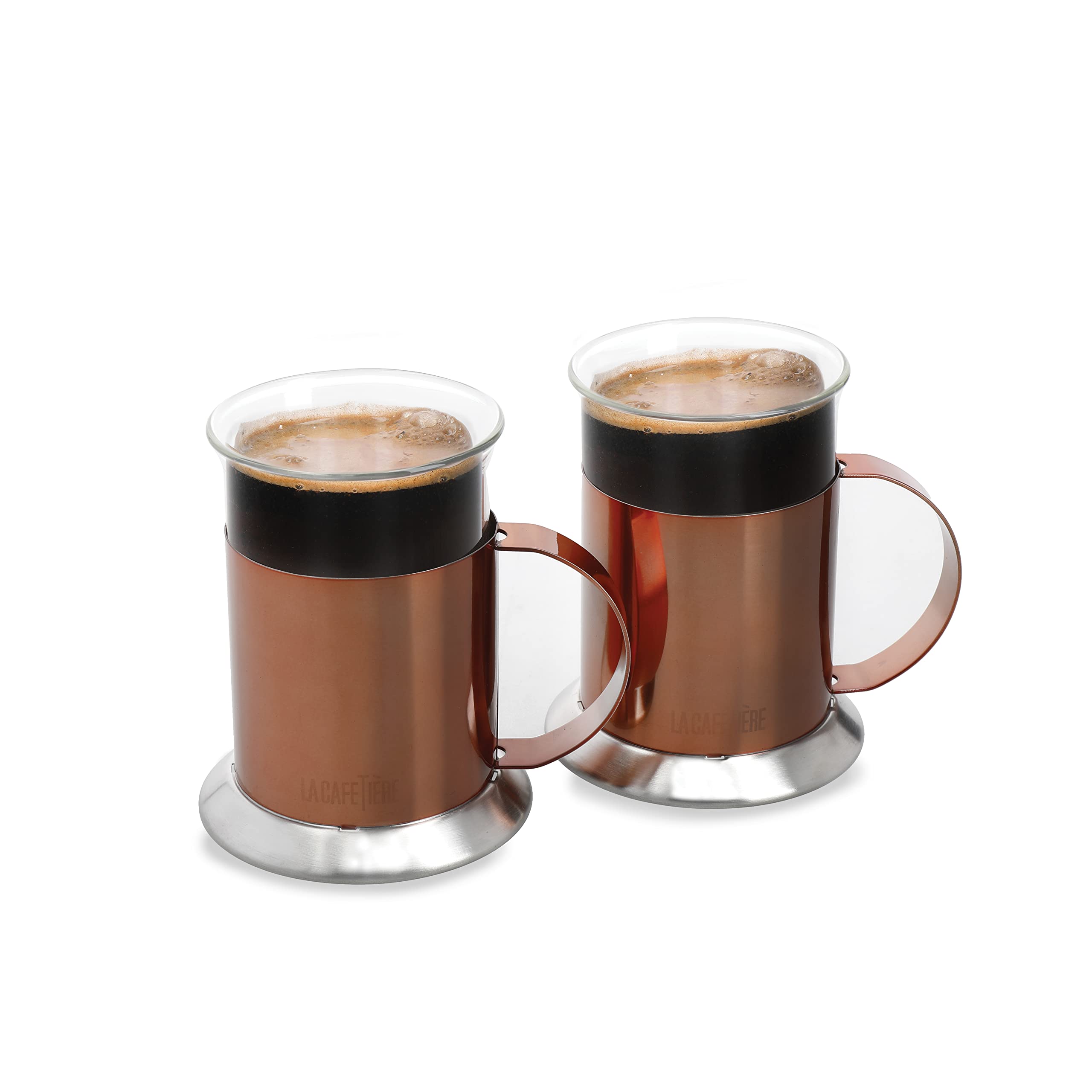 La Cafetière Glass 2ml Polished Copper Finish Glass Cups, Set of 2
