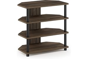 Furinno Turn-N-Tube Easy Assembly 4-Tier Petite Entertainment Center / TV Stand / TV Unit / TV Desk, Columbia Walnut/Black